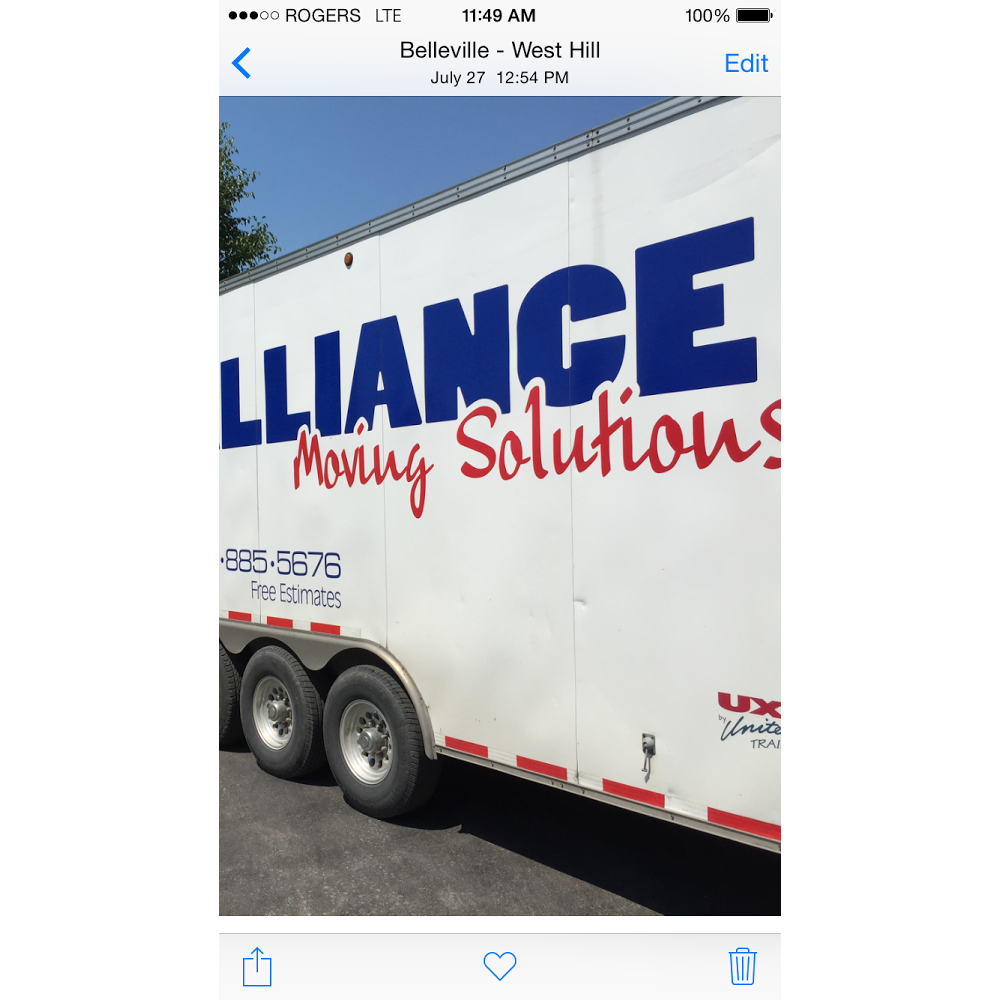 alliance moving services | 315 Bell Blvd, Belleville, ON K8P 2H3, Canada | Phone: (613) 242-9401