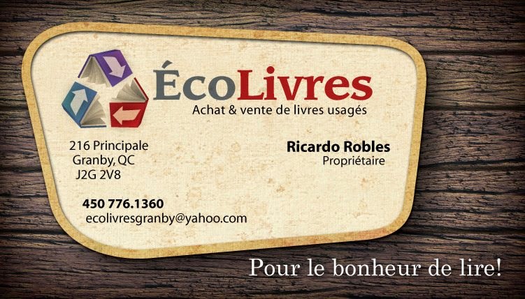 Écolivres | 216 Rue Principale, Granby, QC J2G 2V7, Canada | Phone: (450) 776-1360