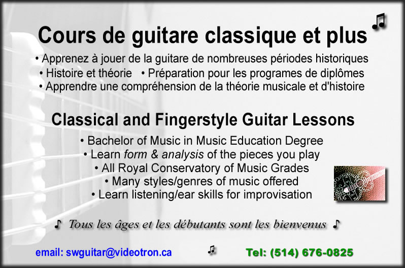 Montreal, Guitar Lessons in the West Island - Teacher Stephen W. | Rue Davignon, Dollard-des-Ormeaux, QC H9B 1Y4, Canada | Phone: (514) 676-0825
