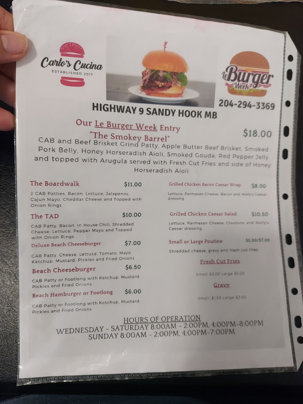 Carlo’s Cucina | 103014, Provincial Trunk Hwy 9, Sandy Hook, MB R0C 2W0, Canada | Phone: (204) 294-3369