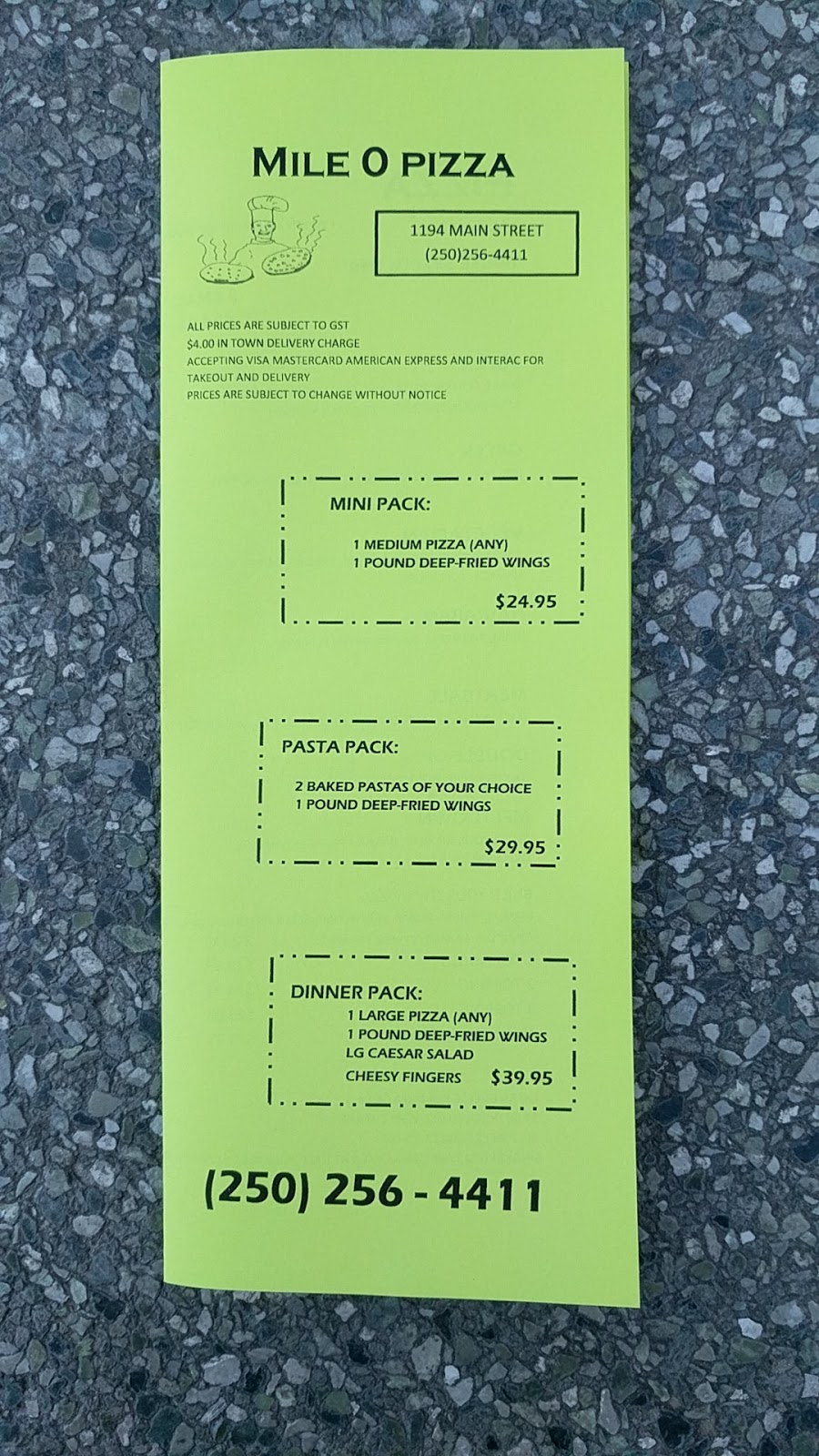 Mile O Pizza | 1194 Main St, Lillooet, BC V0K 1V0, Canada | Phone: (250) 256-4411