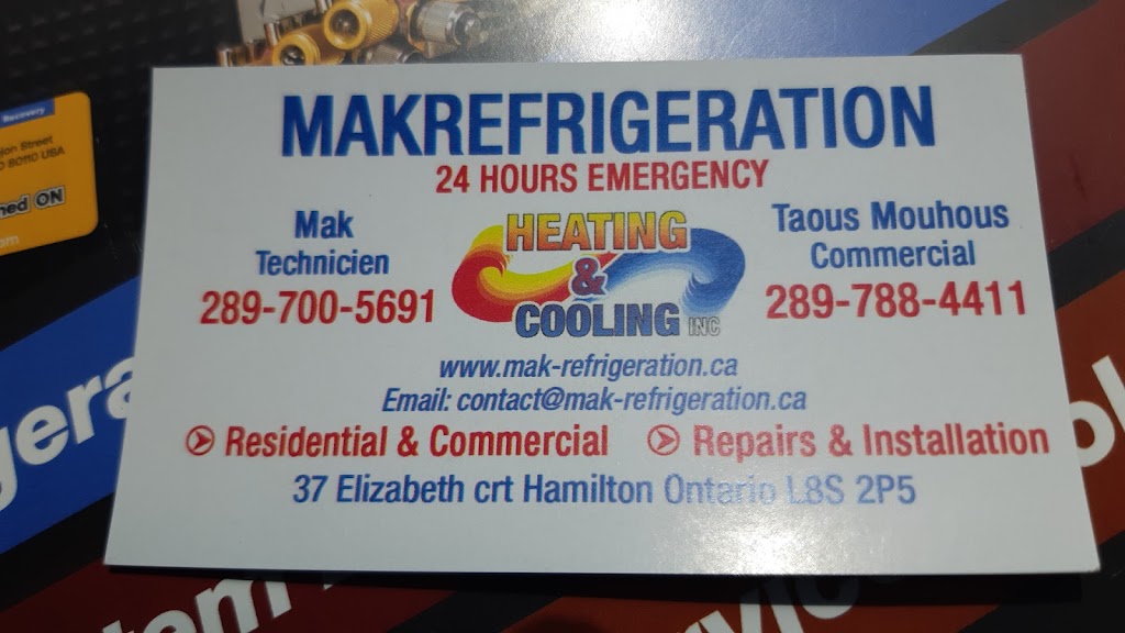 Mak refrigeration | 37 Elizabeth Ct, Hamilton, ON L8S 2P5, Canada | Phone: (289) 700-5691
