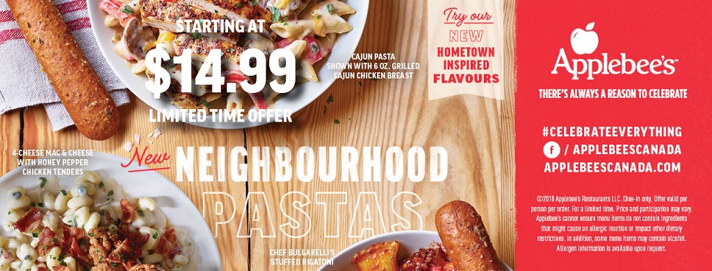 Applebees | 388, 707 Country Hills Blvd NE #707, Calgary, AB T3K 5J6, Canada | Phone: (403) 226-6160