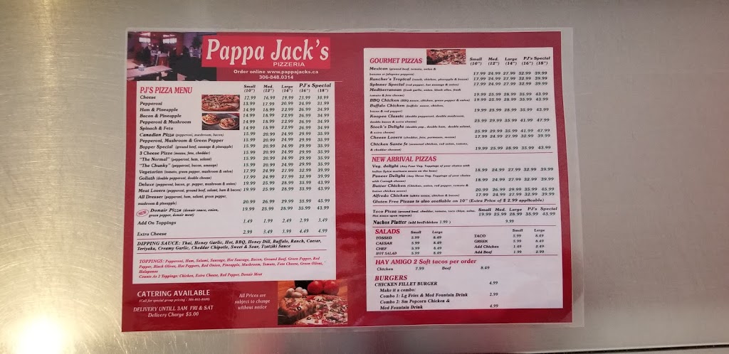 Pappa Jacks Pizzeria | 95 Government Rd, Weyburn, SK S4H 0N8, Canada | Phone: (306) 848-0314