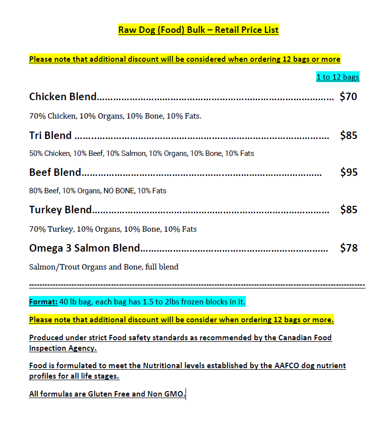 Hometown Raw Dog Food | 1383 County Rd 1 W, Greater Napanee, ON K7R 3L1, Canada | Phone: (613) 970-8116