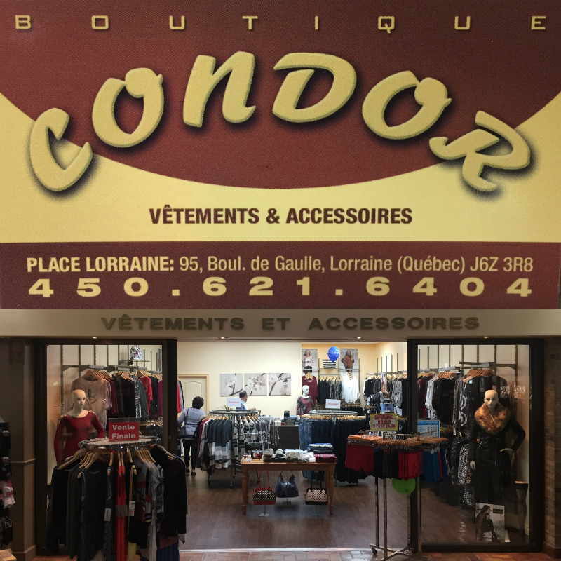 Boutique Condor | 95 Boulevard de Gaulle, Lorraine, QC J6Z 3R8, Canada | Phone: (450) 621-6404
