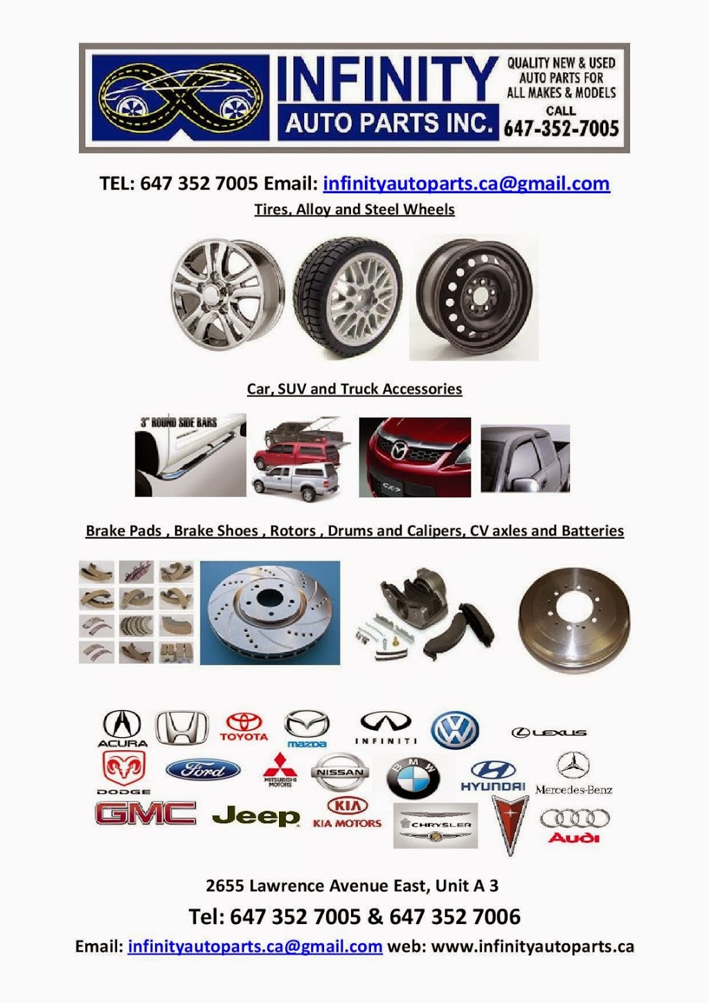 INFINITY AUTO PARTS INC. | 2655 Lawrence Ave E, Scarborough, ON M1P 2S3, Canada | Phone: (647) 352-7005