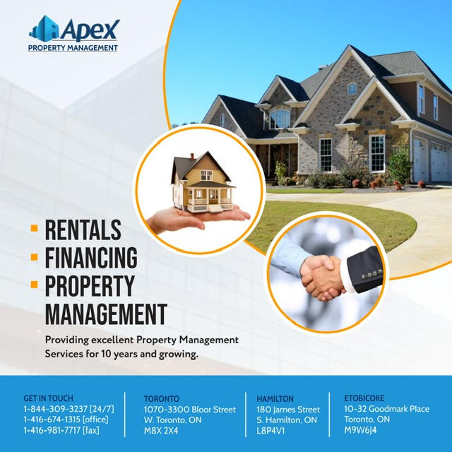 Apex Property Management | 32 Goodmark Pl #10, Etobicoke, ON M9W 6J4, Canada | Phone: (844) 309-3237