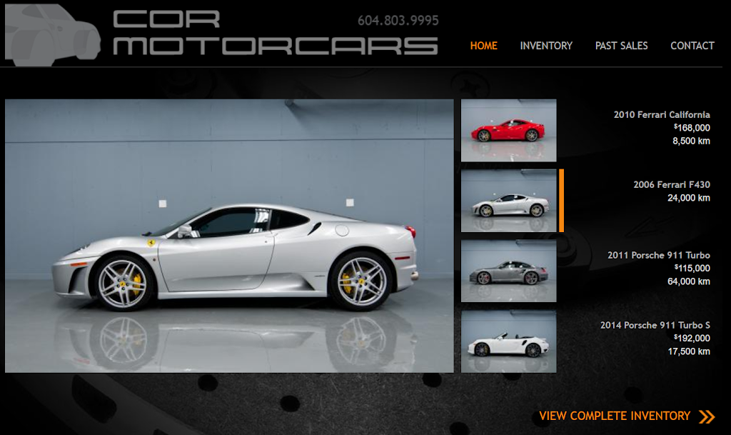 Cor Motorcars | 3910 Grant St, Burnaby, BC V5C 3N3, Canada | Phone: (604) 803-9995