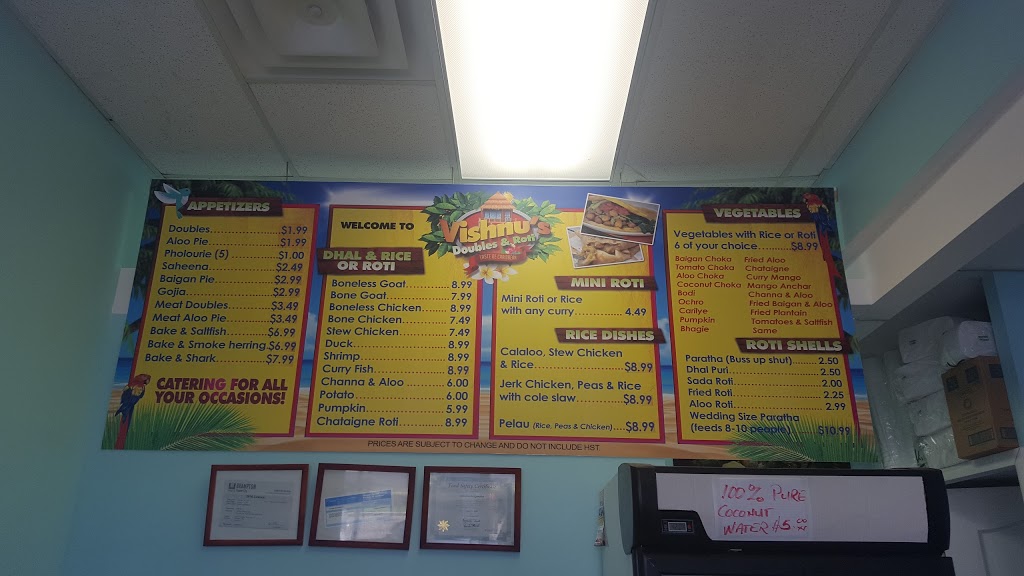 Vishnus Doubles & Roti Shop | 10215 Kennedy Rd N, Brampton, ON L6Z 0C5, Canada | Phone: (905) 970-0667