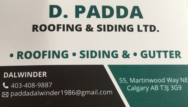 D. Padda Roofing & Siding | 55 Martinwood Way NE, Calgary, AB T3J 3G9, Canada | Phone: (403) 408-9887