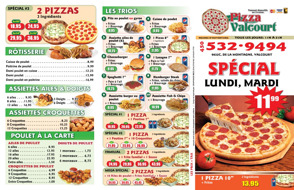 PIZZA VALCOURT | 9032 Rue de la Montagne, Valcourt, QC J0E 2L0, Canada | Phone: (450) 532-9494