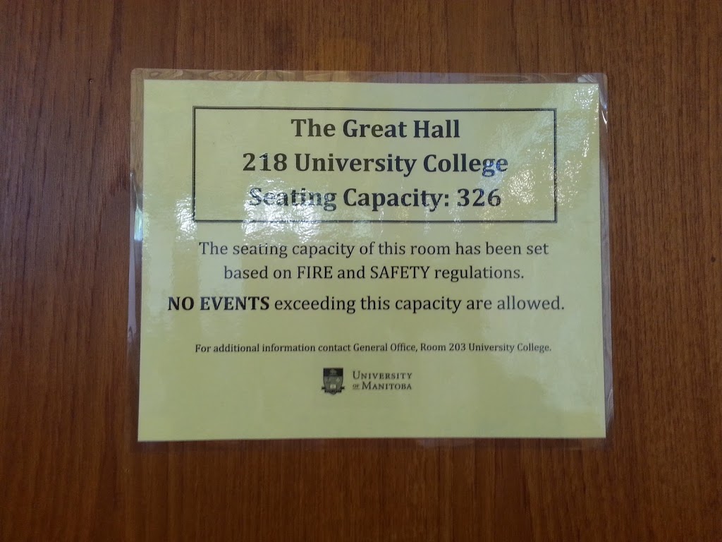University College Great Hall | 47 Service 3 Rd N, Winnipeg, MB R3T 2M8, Canada