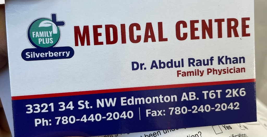 Family Plus Silverberry Medical Centre | 3321 34 St NW, Edmonton, AB T6T 2K6, Canada | Phone: (780) 440-2040