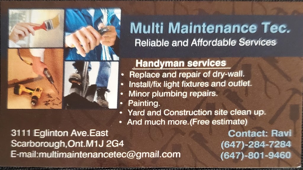 MultiMaintenanceTec. | 3111 Eglinton Ave E, Scarborough, ON M1J 2G4, Canada | Phone: (647) 284-7284