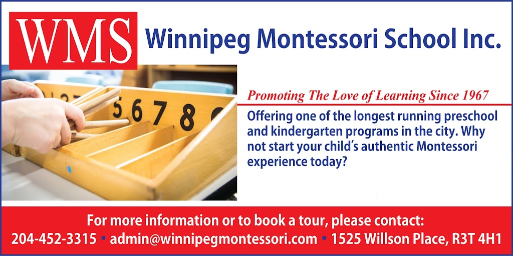 Winnipeg Montessori School Inc. | 1525 Willson Pl, Winnipeg, MB R3T 4H1, Canada | Phone: (204) 452-3315
