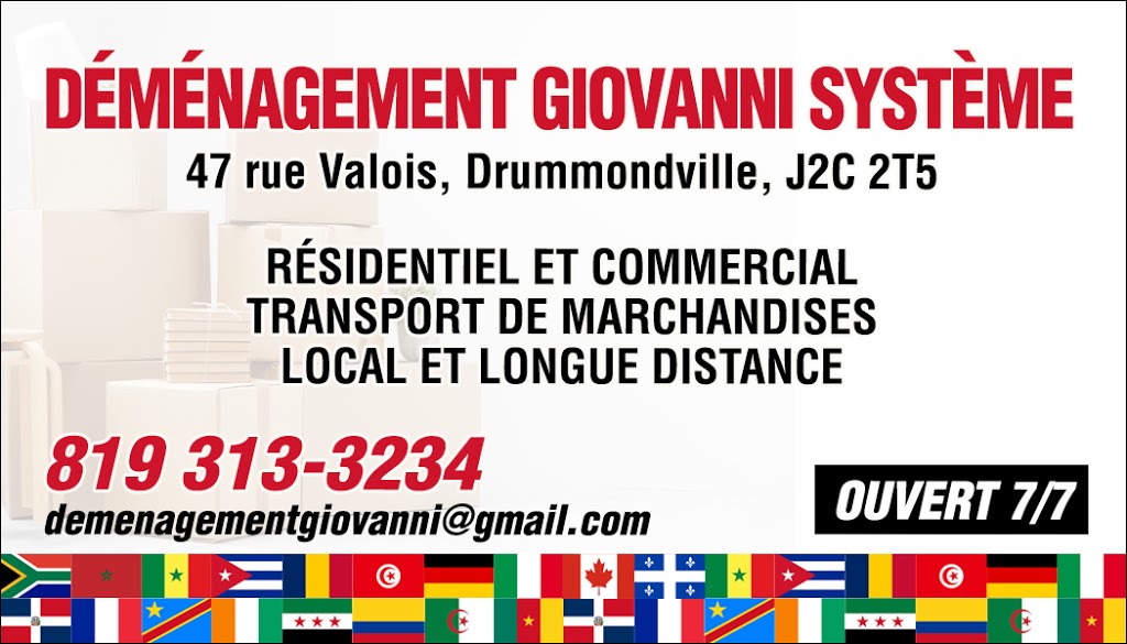 Déménagement Giovanni Système | 47 Rue Valois, Drummondville, QC J2C 2T5, Canada | Phone: (819) 313-3234