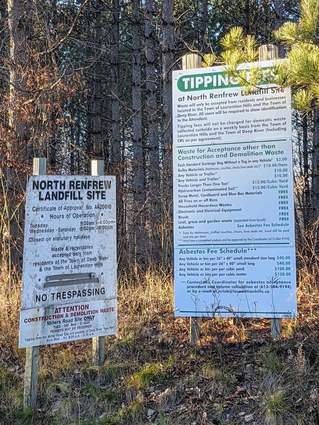 North Renfrew Landfill Site | 995 Baggs Rd, Chalk River, ON K0J 1J0, Canada | Phone: (613) 410-4534