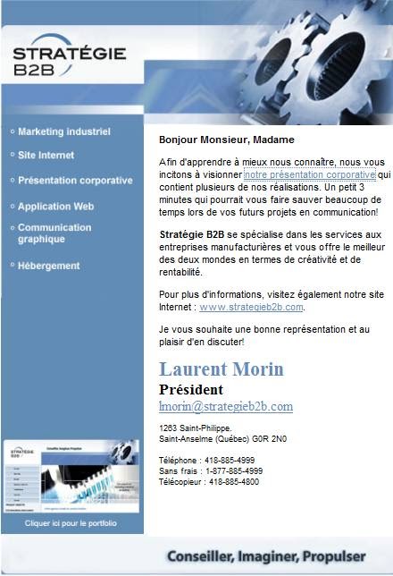 Stratégie B2B inc | 1263 Rang Saint-Philippe, Saint-Anselme, QC G0R 2N0, Canada | Phone: (877) 885-4999