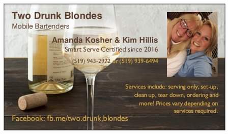 Two Drunk Blondes Mobile Bartenders | 12 Melody Ln, Grand Valley, ON L9W 6P1, Canada | Phone: (519) 943-2972