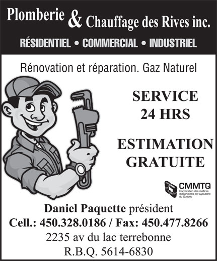 Plomberie et Chauffage des Rives | 3560 Rue Lauzon, Terrebonne, QC J7M 2C1, Canada | Phone: (514) 791-4669