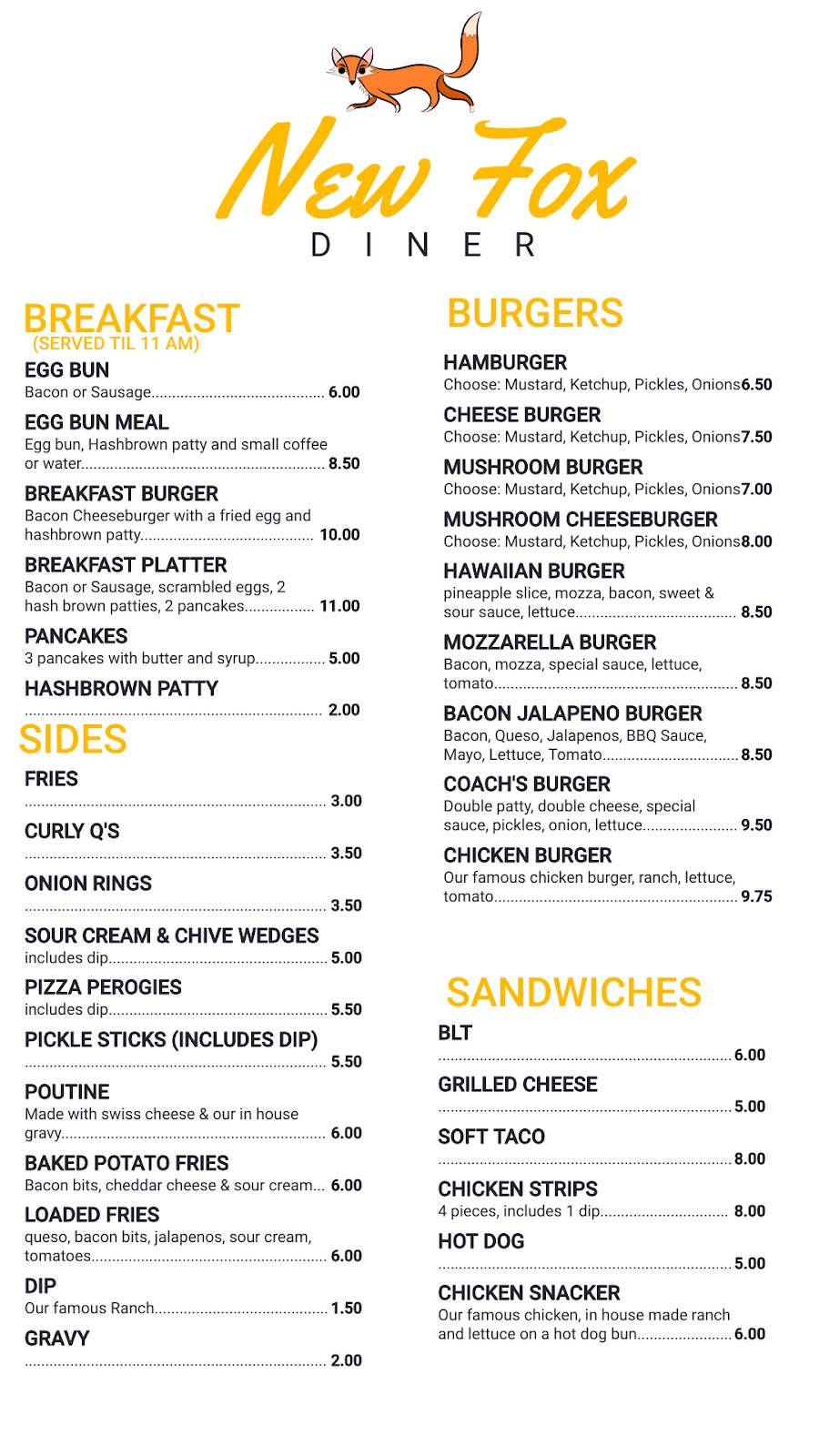 New Fox Diner | 4918 2 St E, Claresholm, AB T0L 0T0, Canada | Phone: (587) 438-0097