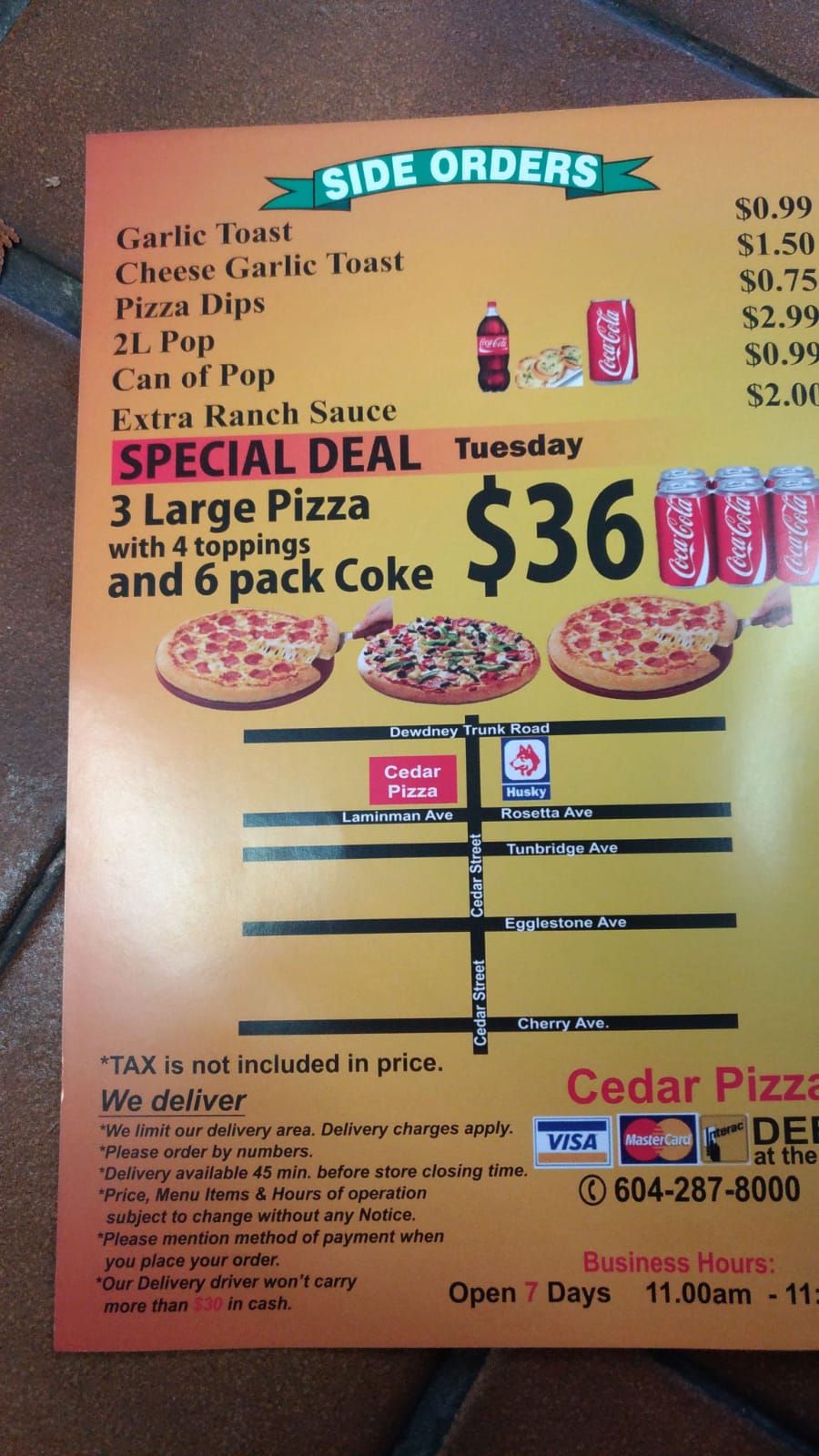 CEDAR PIZZA | 9063 Cedar St, Mission, BC V4S 1A7, Canada | Phone: (604) 287-8000