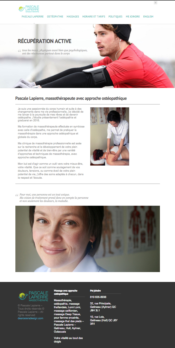 Pascale Lapierre Ostéopathie | 136 Boulevard Saint-Raymond, Gatineau, QC J8Y 1T2, Canada | Phone: (819) 777-6565