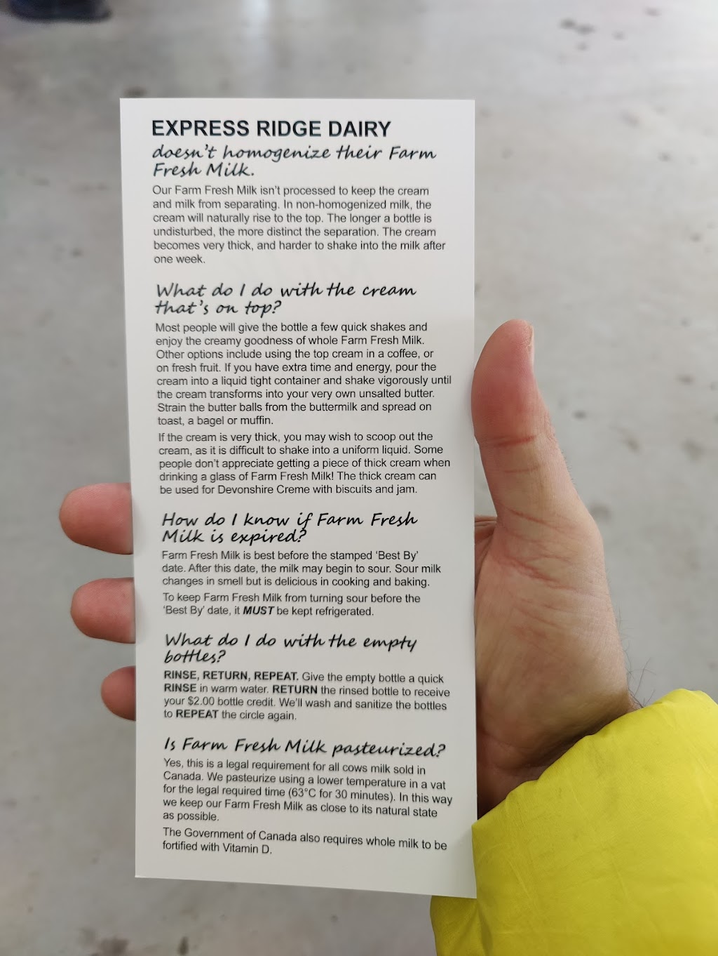 Express Ridge Dairy | 790 King St N, St. Jacobs, ON N0B 2N0, Canada | Phone: (226) 972-4803