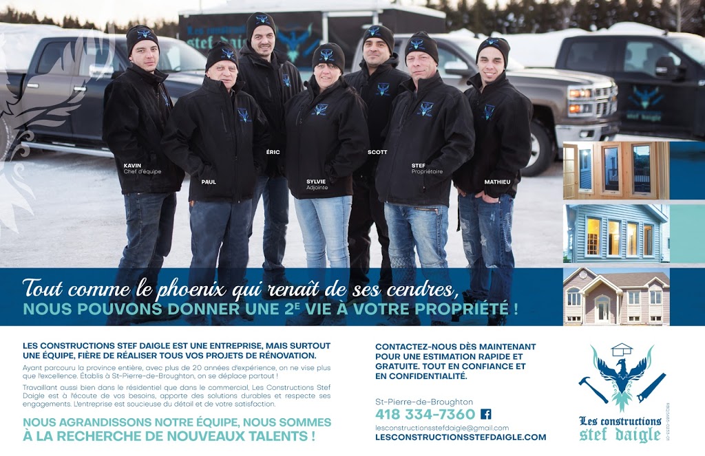 Les constructions stef daigle inc. | 27 Rue Saint Pierre, Saint-Pierre-de-Broughton, QC G0N 1T0, Canada | Phone: (418) 334-7360