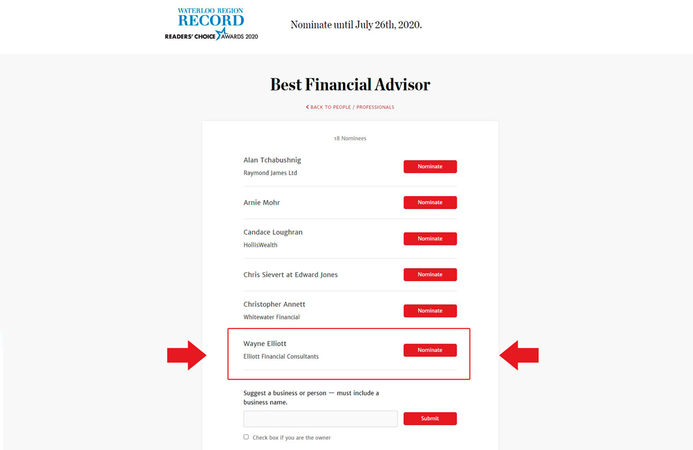 Elliott Financial Consultants Inc. - Wayne Elliott | 50 Sportsworld Crossing Road #280, Kitchener, ON N2P 0A4, Canada | Phone: (519) 220-0557