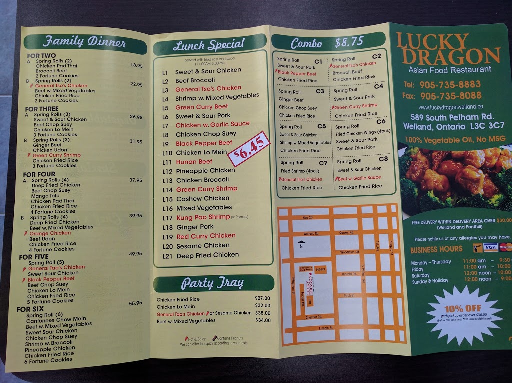 LUCKY DRAGON | 589 S Pelham Rd, Welland, ON L3C 3C7, Canada | Phone: (905) 735-8883