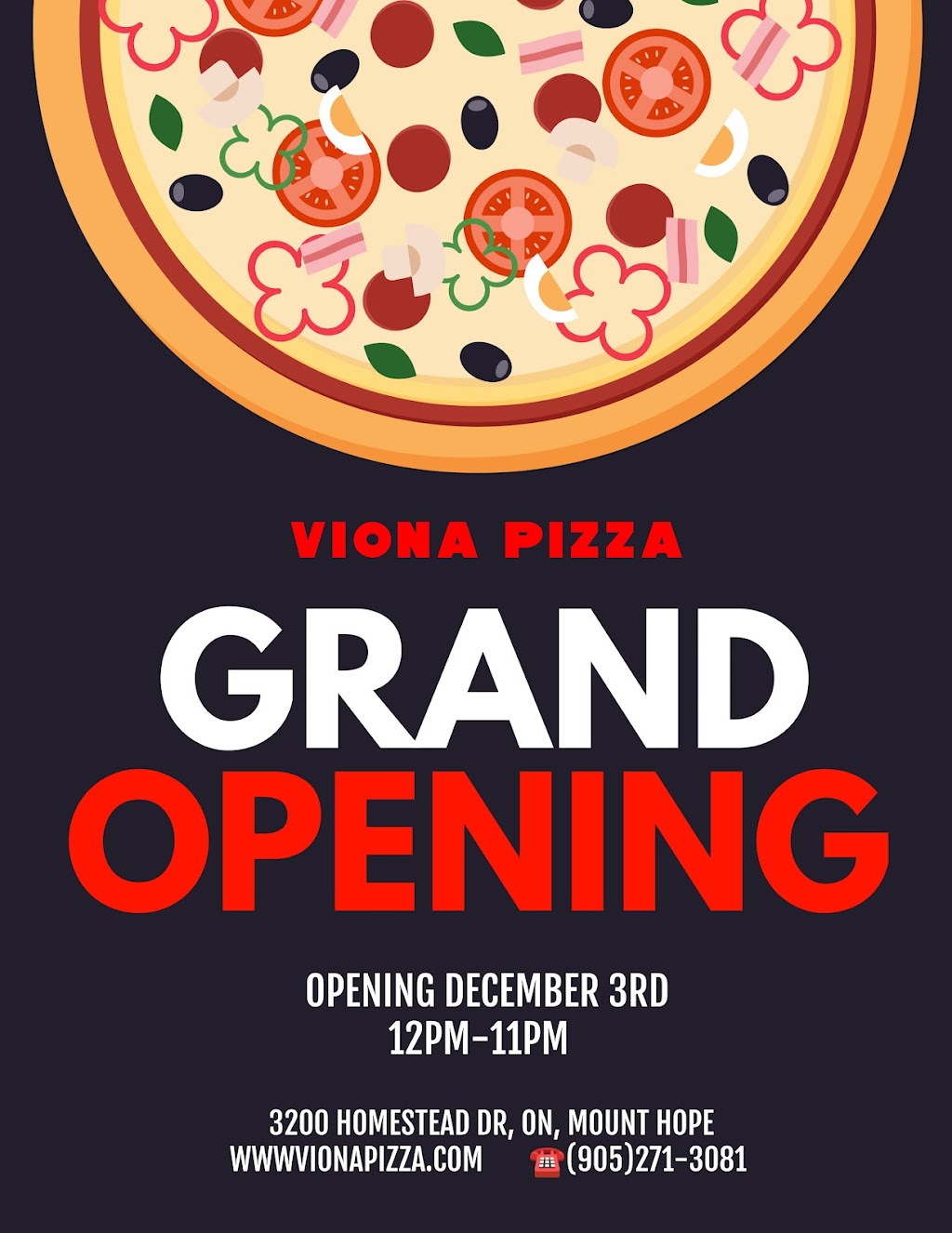 Viona Pizza | 3200 Homestead Dr, Mount Hope, ON L0R 1W0, Canada | Phone: (905) 271-3081