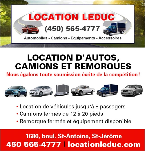 Location Leduc | 1680 Boulevard Saint-Antoine, Saint-Jérôme, QC J7Z 7M2, Canada | Phone: (450) 565-4777