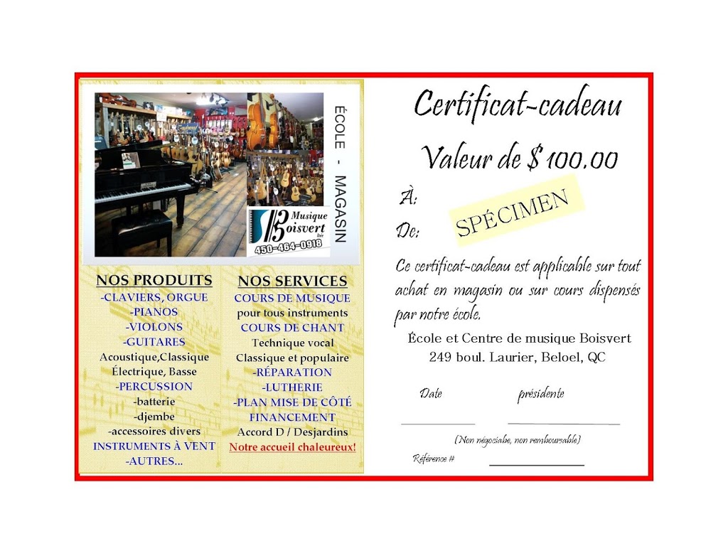 Music Boisvert | 249 Boulevard Sir-Wilfrid-Laurier, Beloeil, QC J3G 4H1, Canada | Phone: (450) 464-0918