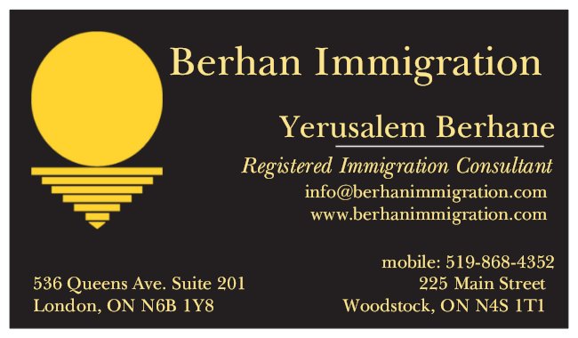 Berhan Immigration and Settlement Services Inc | 536 Queens Ave Unit 101, London, ON N6B 1Y8, Canada | Phone: (519) 868-4352