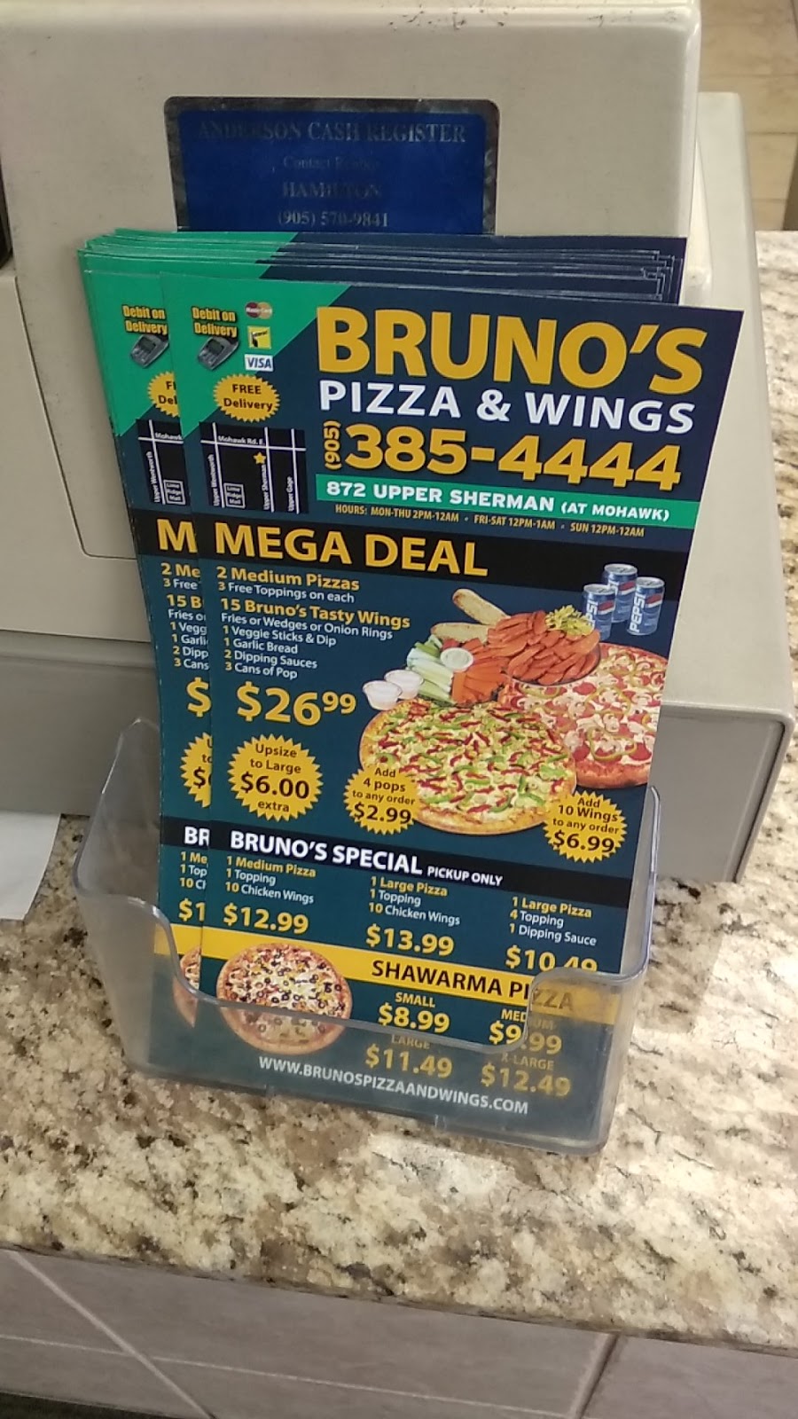 Brunos Pizza and Wings | 872 Upper Sherman Ave, Hamilton, ON L8V 3N1, Canada | Phone: (905) 385-4444