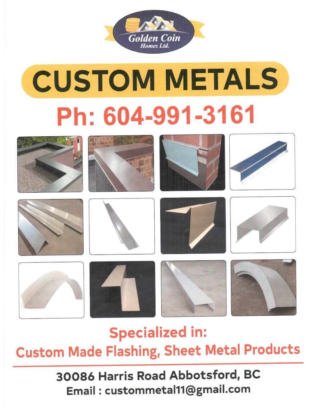 Custom Metals | 30086 Harris Rd, Abbotsford, BC V4X 1V6, Canada | Phone: (604) 625-3161