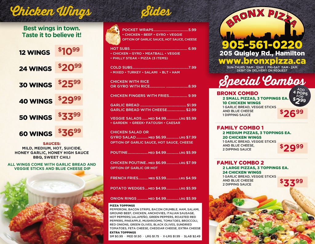 Bronx pizza | 205 Quigley Rd, Hamilton, ON L8K 5M8, Canada | Phone: (905) 561-0220