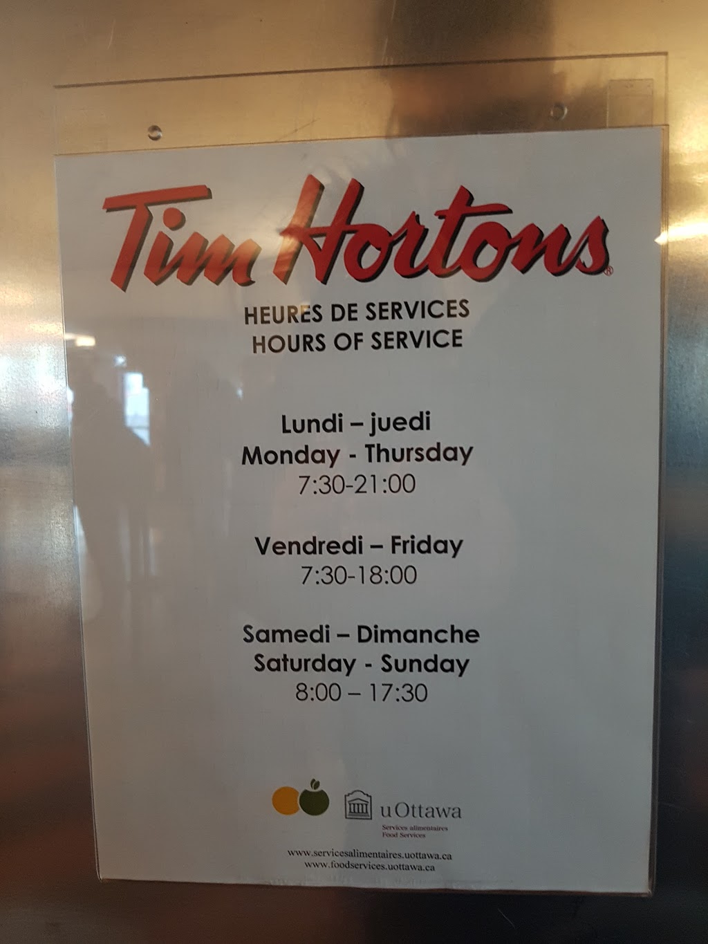 Tim Hortons | 800 King Edward Ave 1st Floor, Ottawa, ON K1N 6N5, Canada | Phone: (613) 562-5800