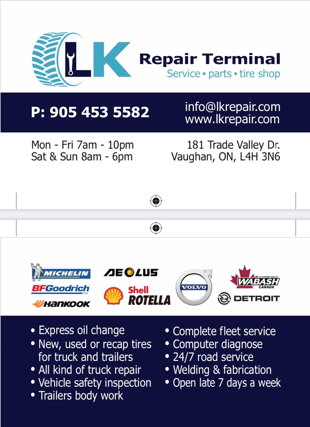 LK REPAIR TERMINAL | 181 Trade Valley Dr, Woodbridge, ON L4H 3N6, Canada | Phone: (905) 453-5582
