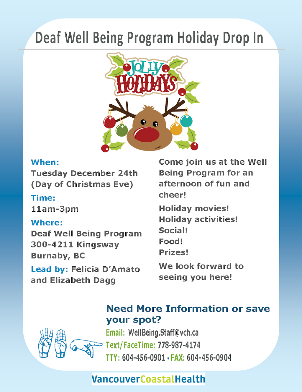 Deaf Well Being Program (WBP) | 4211 Kingsway #300, Burnaby, BC V5H 1Z6, Canada | Phone: (778) 819-0951