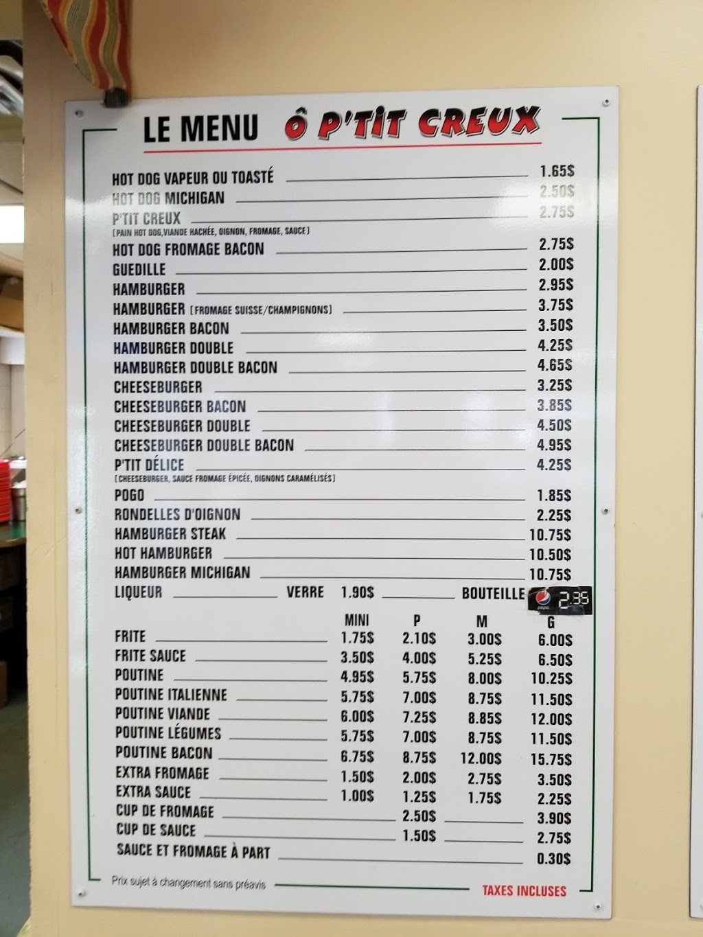 Cantine Ô Ptit Creux | 2110 QC-112, Saint-Césaire, QC J0L 1T0, Canada | Phone: (450) 947-1700