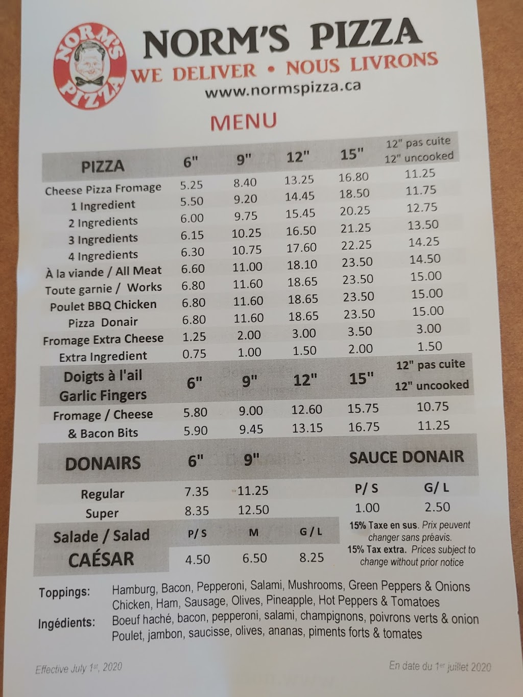 Norms Pizza Bouctouche, N.B. | 118 Irving Blvd, Bouctouche, NB E4S 3L5, Canada | Phone: (506) 743-5555