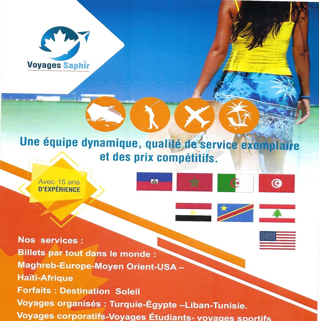 Voyages Saphir | 3490 Rue Fleury E, Montréal-Nord, QC H1H 2R9, Canada | Phone: (514) 852-2326