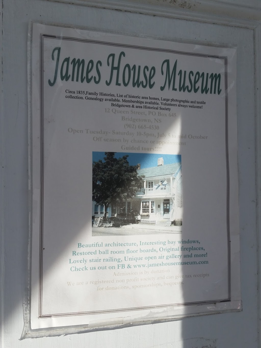 James House Museum | 12 Queen St, Bridgetown, NS B0S 1C0, Canada | Phone: (902) 824-0810