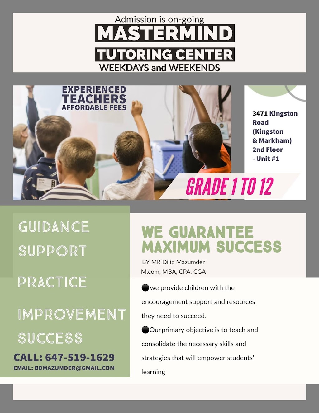 Mastermind Tutoring Center | 3471 KINGSTON ROAD 2ND FLOOR, UNIT, # 1, Toronto, ON M1M 1R4, Canada | Phone: (647) 519-1629
