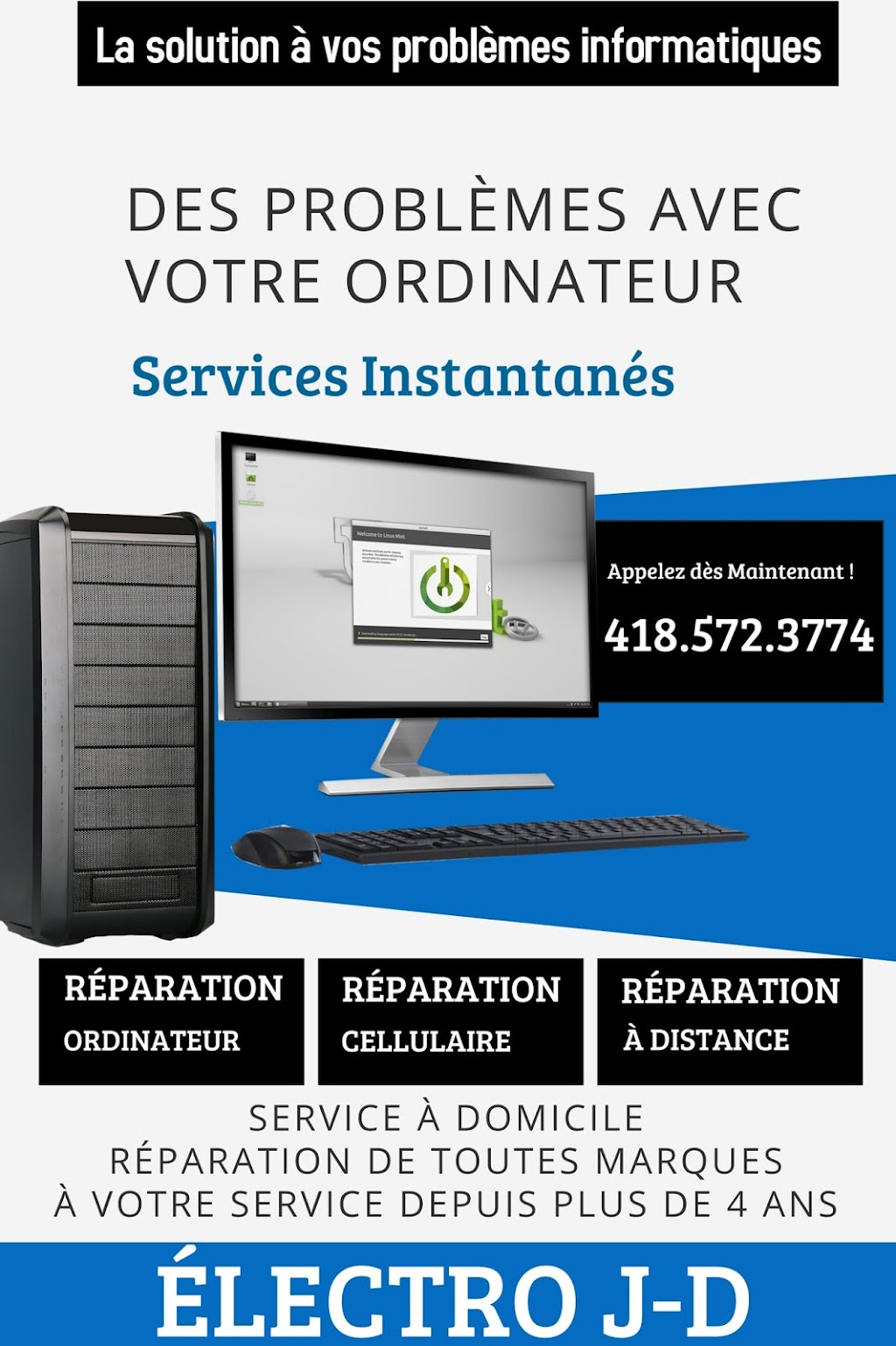 Électro J-D - Réparation Ordinateur - Entretien Informatique | 20496 Boul. Henri-Bourassa, Québec, QC G2M 1L2, Canada | Phone: (418) 572-3774