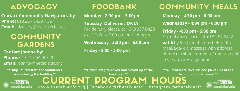 The Table Community Food Centre | 190 Gore St E, Perth, ON K7H 1K3, Canada | Phone: (613) 267-6428