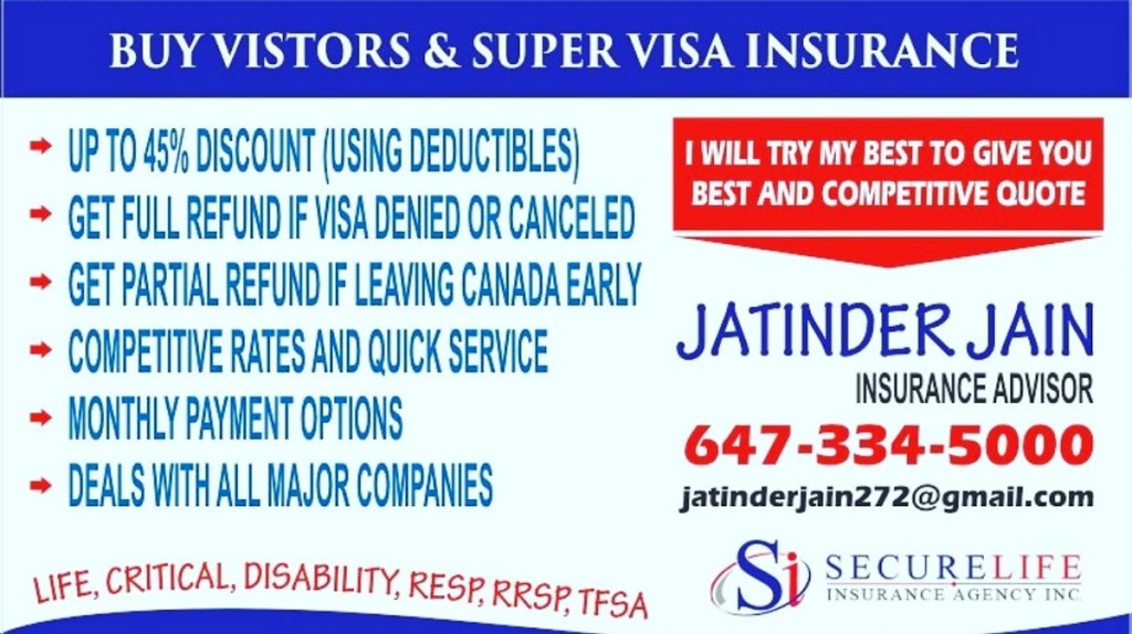 SUPER VISA INSURANCE, VISITOR VISA INSURANCE, LIFE INSURANCE - J | 2960 Drew Rd Unit 151, Mississauga, ON L4T 0A5, Canada | Phone: (647) 334-5000